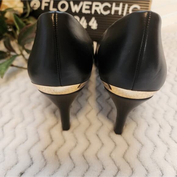 LIZ CLAIBORNE NEW BLACK HEEL SIZE 11 WITH GOLD ACCENT - Picture 4 of 7